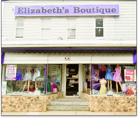 Elizabeth's Boutique storefront on Cedar Avenue, Scranton PA